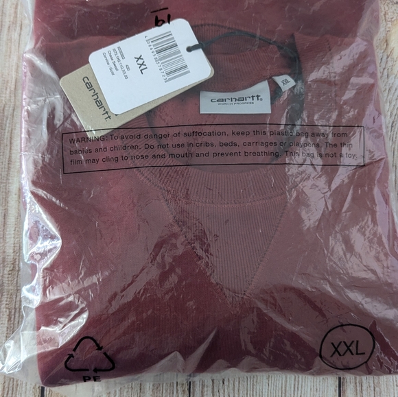 Carhartt Work In Progress WIP Chase Crew Sweatshirt Corvina Burgundy Oxblood XXL - Picture 3 of 11